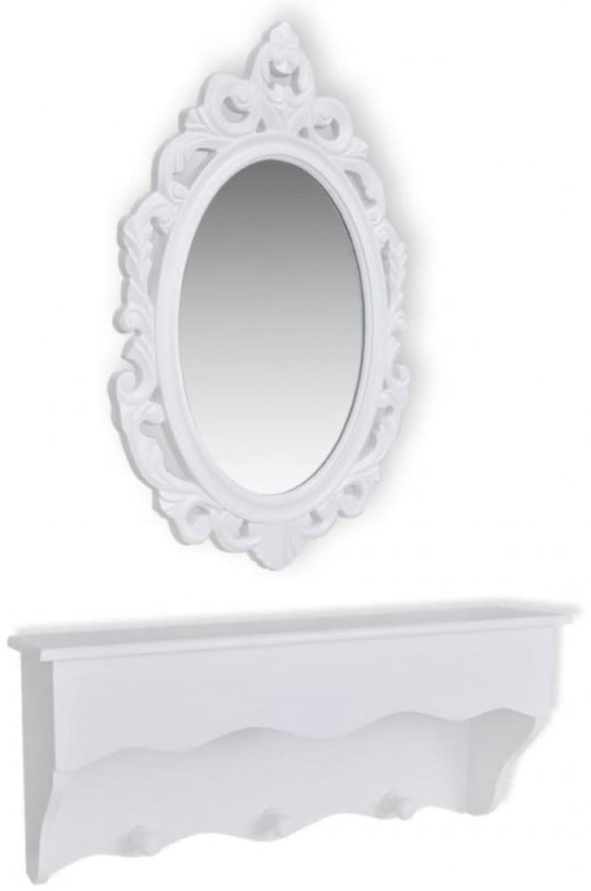 vidaXL Wandregal-Set für Schlüssel und Schmuck mit Spiegel und Haken Bild 1