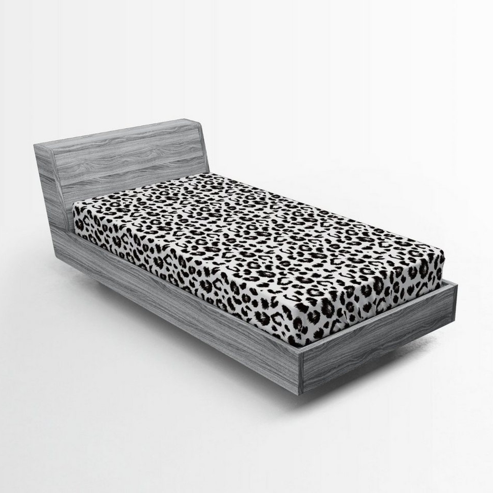 Abakuhaus Spannbettlaken Soft Dekorativer Stoff Bettwäsche Rund-um Elastischer Gummizug, Leopard Monochrome Sketchy Drucken Bild 1