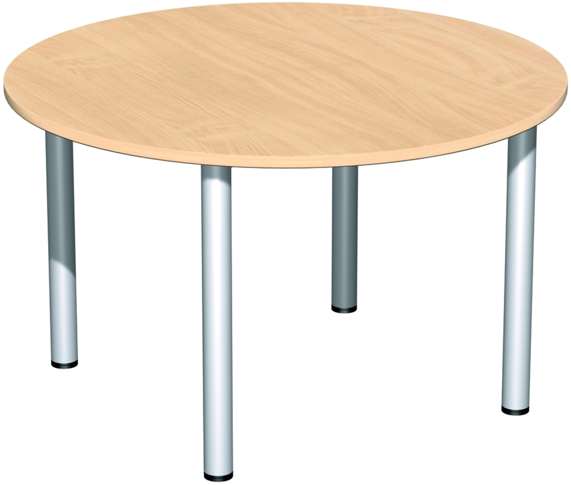 Konferenztisch Rundfuß, Kreisform, 120x80cm, Buche Silber Bild 1