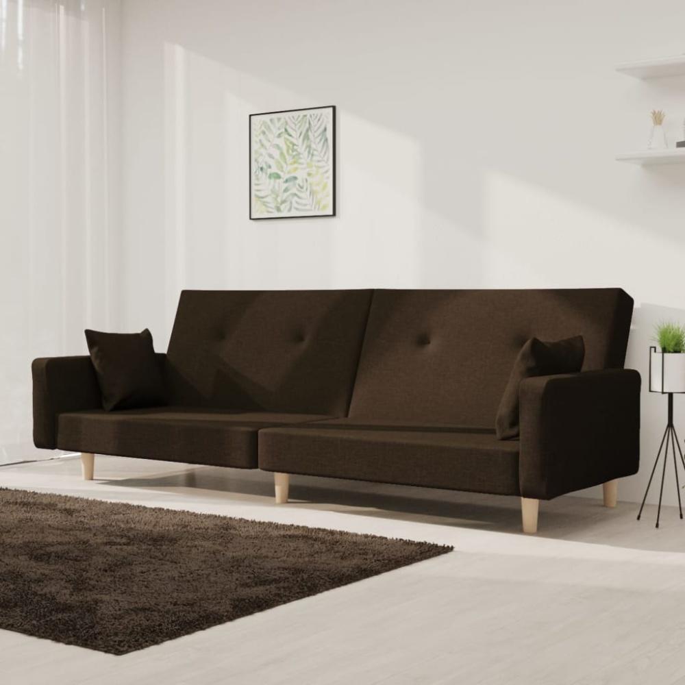 vidaXL Schlafsofa 2-Sitzer mit 2 Kissen, Dunkelbraun Bild 1