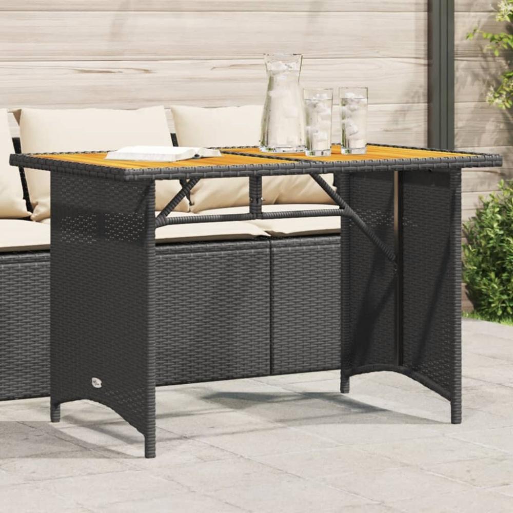 vidaXL Gartentisch mit Holzplatte Schwarz 110x68x70 cm Poly Rattan 366355 Bild 1