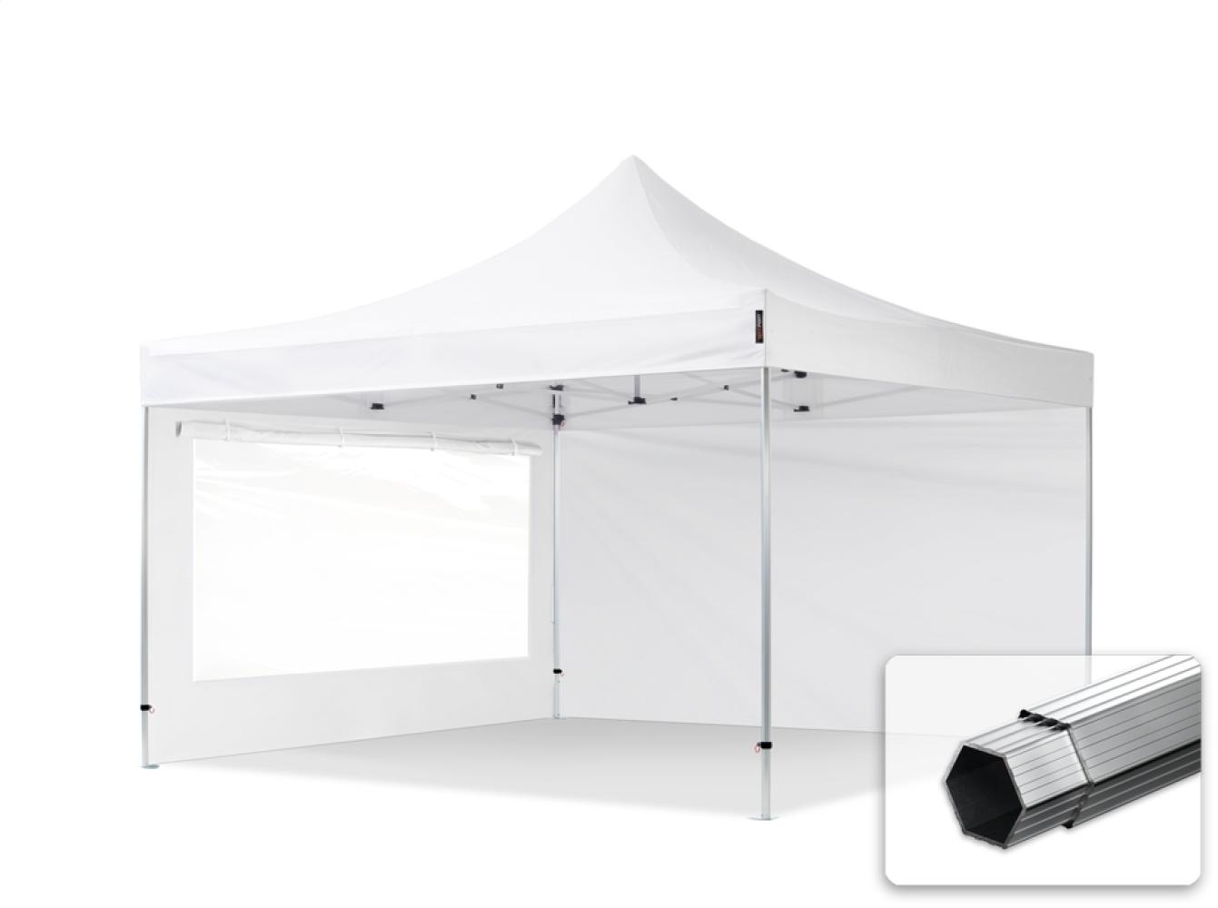 4x4 m Faltpavillon PROFESSIONAL Alu 40mm, Seitenteile mit Panoramafenstern, weiß Bild 1