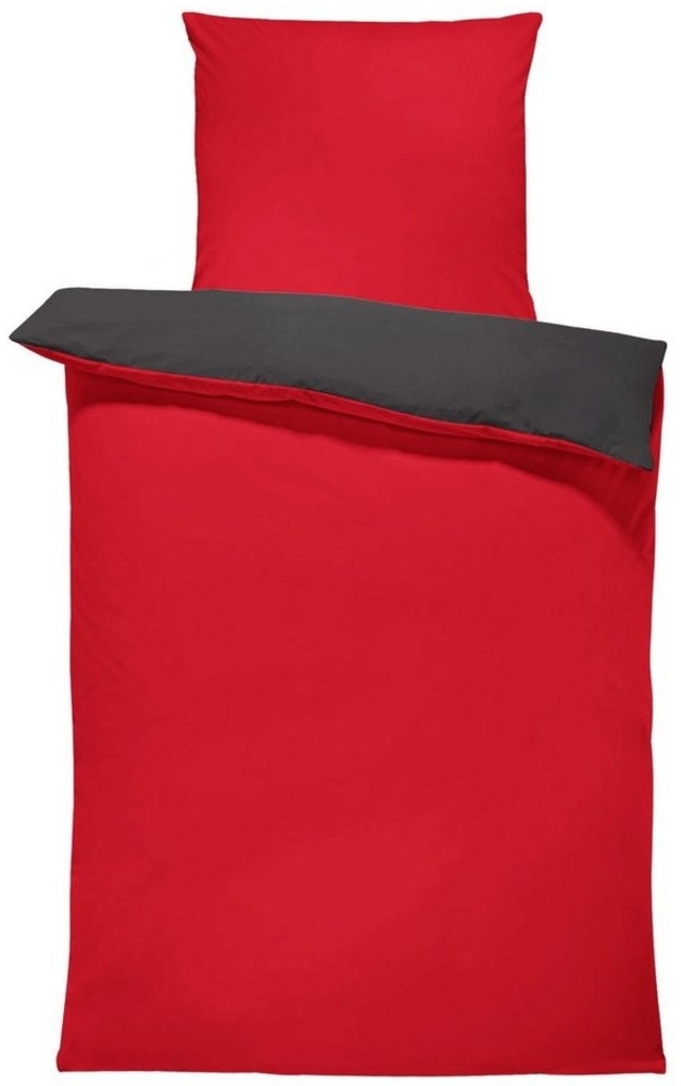 One Home Wendebettwäsche Doubleface, Mikrofaser, 4 teilig, rot / anthrazit Bild 1