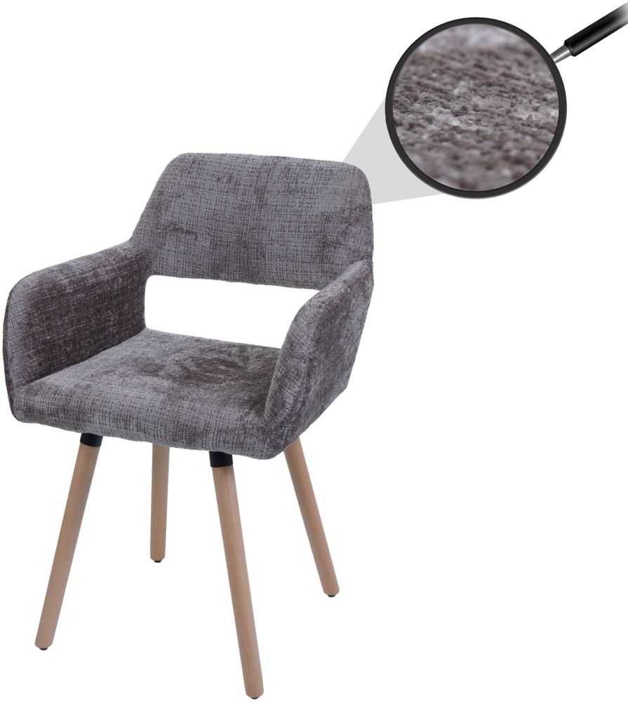 Esszimmerstuhl HWC-A50 II, Stuhl Küchenstuhl Polsterstuhl, Holz Stoff/Textil Chenille (465g/m²) FSC® ~ braun Bild 1
