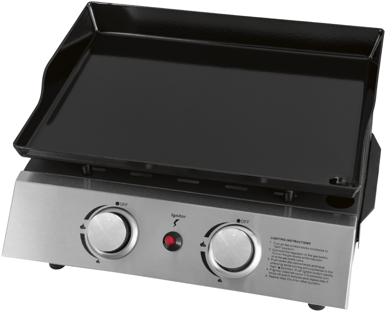 Justus 'Grilleau 2' Tischgrill, BBQ-Plancha Gasgrill, silber, 2 Brenner Bild 1