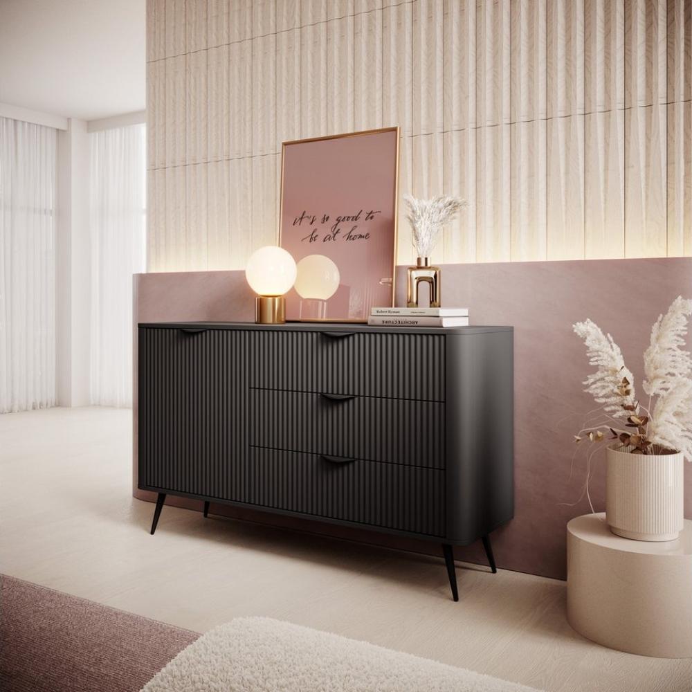 Furnix Kombikommode Katine 138 cm Sideboard mit Schubladen und Tür Beige/Gold oder Schwarz, BxHxT 138,2 x 81,2 x 38 cm, dekorativ & robust Bild 1