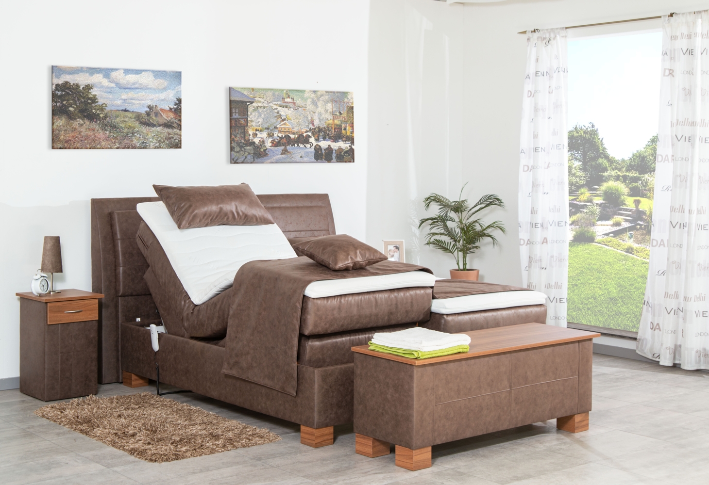 Meisterbetten Boxspringbett Like 100x220 in MS-Brown, Matratzenbezug Nano, Ergoflex-Topper Bild 1