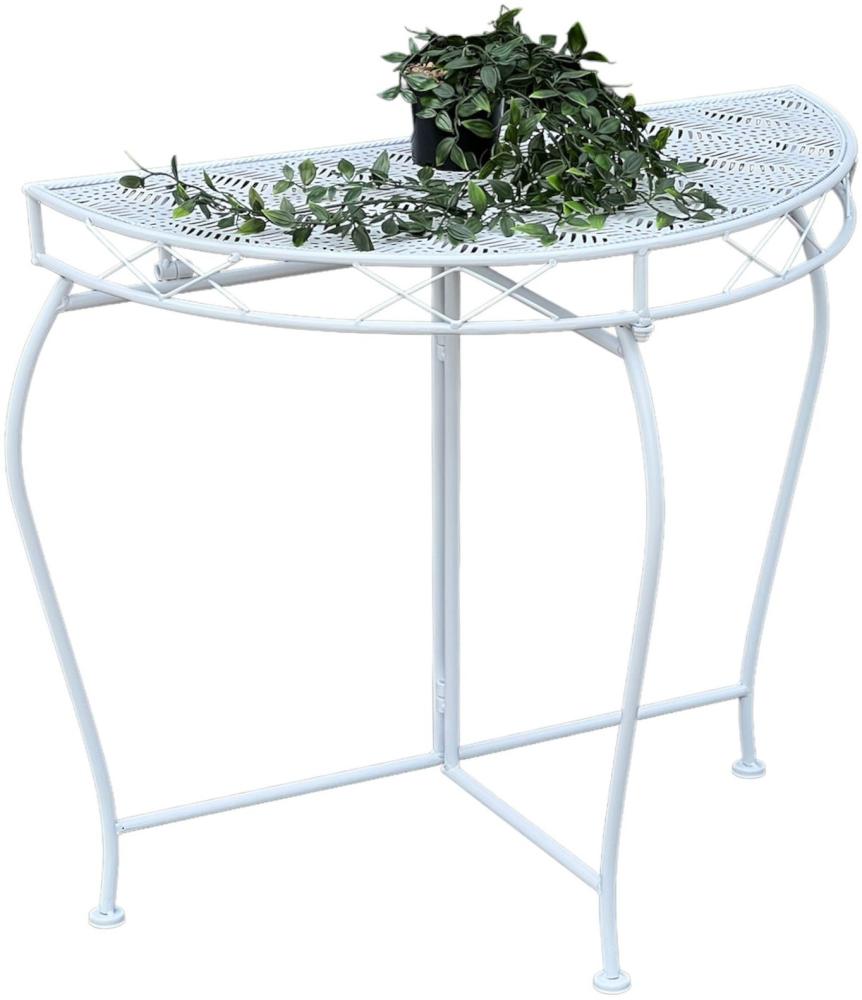 DanDiBo Konsolentisch Wandtisch Weiss 96313 Beistelltisch Metall 75 cm Gartentisch Halbtisch Tisch Halbrund Halbrundtisch Wandkonsole Konsole Wand Bild 1