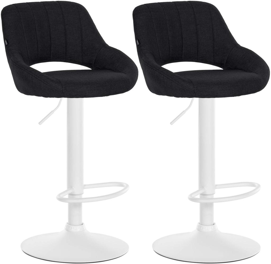CLP 2er Set Barhocker Milet Stoff drehbar und höhenverstellbar,schwarz Metall matt weiss Bild 1