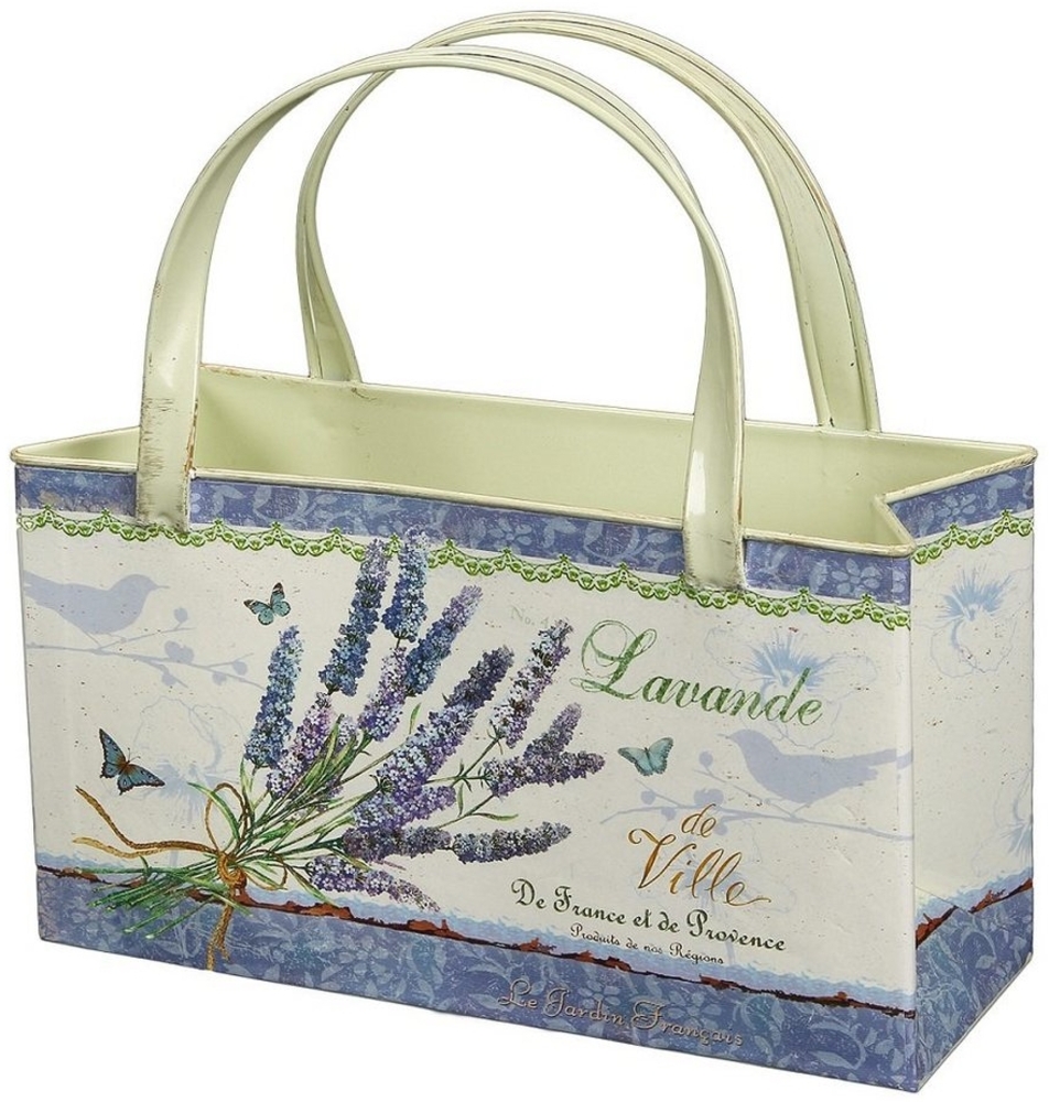 Linoows Pflanzkübel Pflanztopf Lavendel, Pflanzgefäß, Blumentopf (Set), Pflanzentopf Tasche, Landhaus Pflanzgefäß Bild 1