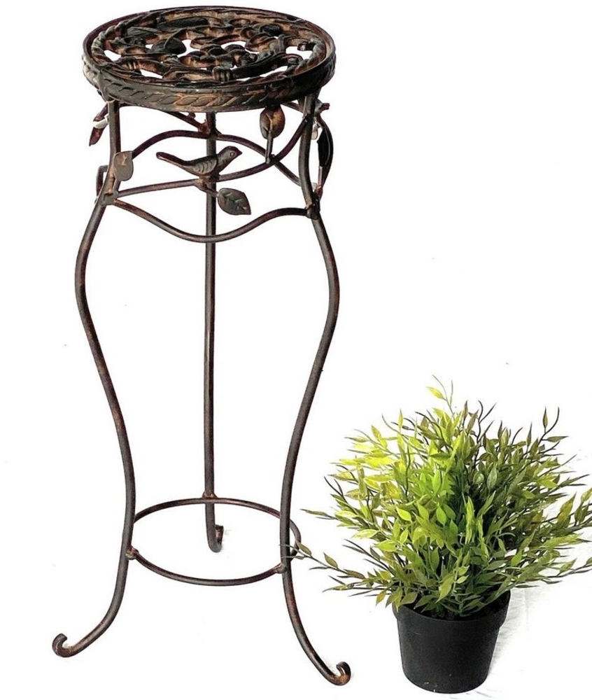 Blumenhocker Metall Schwarz Rund 52 cm Blumenständer 18215 Blumensäule Antik Pflanzenständer Pflanzenhocker Vintage Bild 1