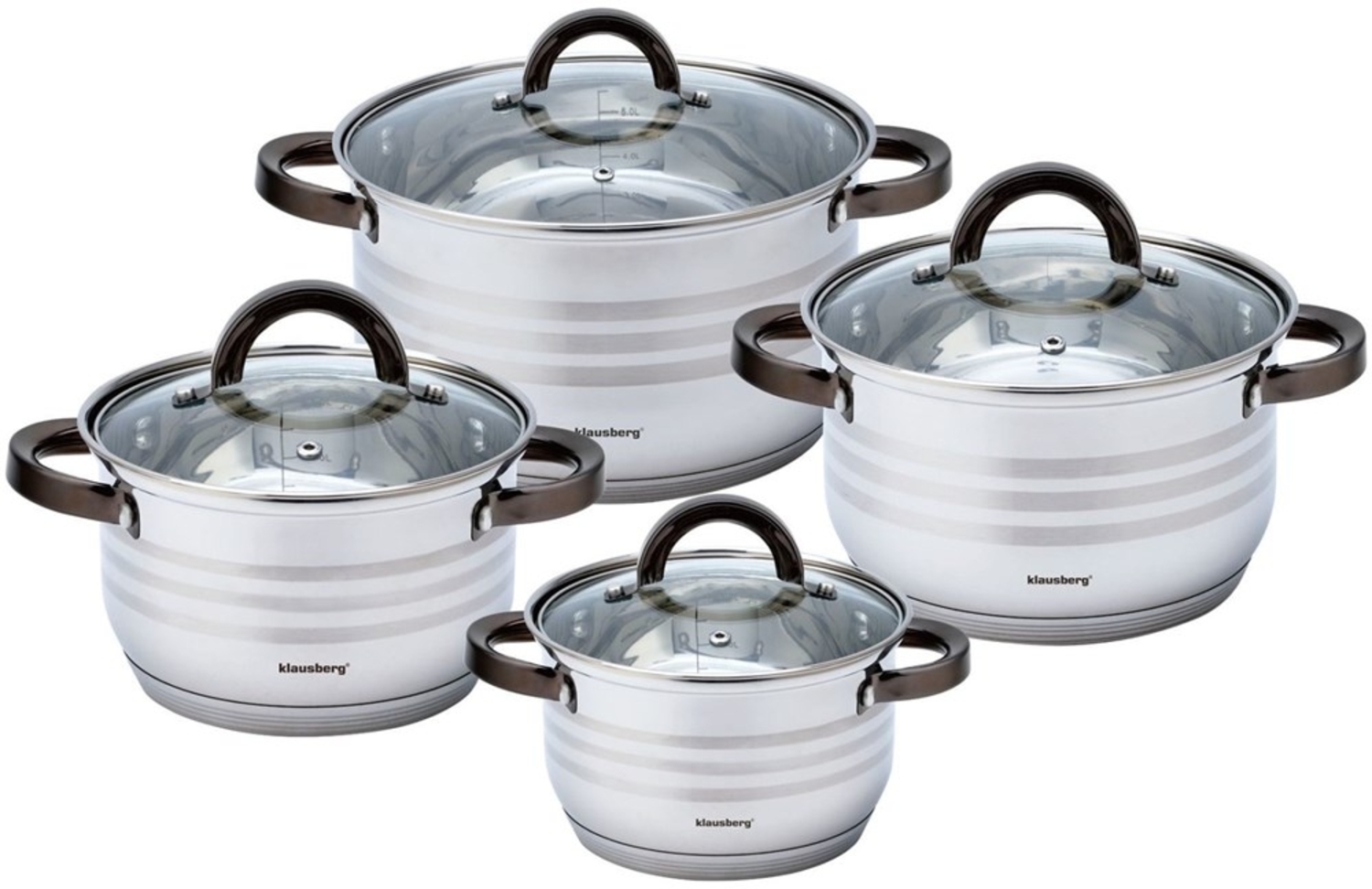 Klausberg Klausberg Stahltöpfe 8 Elemente 2,1l, 2,9l, 3,9l, 6,6l KB7701 Bild 1