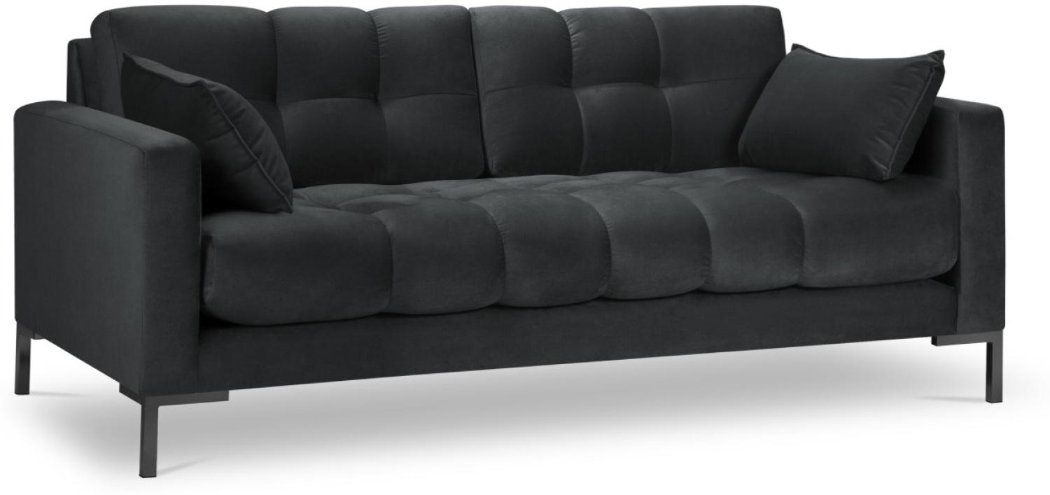 Micadoni 3-Sitzer Samtstoff Sofa Mamaia | Bezug Dark Grey | Beinfarbe Black Metal Bild 1