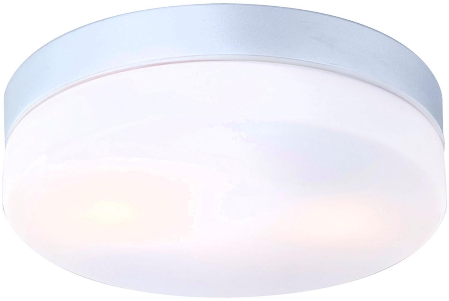 LED Deckenlampe fürs Bad, Alu silber mit Abdeckung opalweiß, Ø 24cm Bild 1