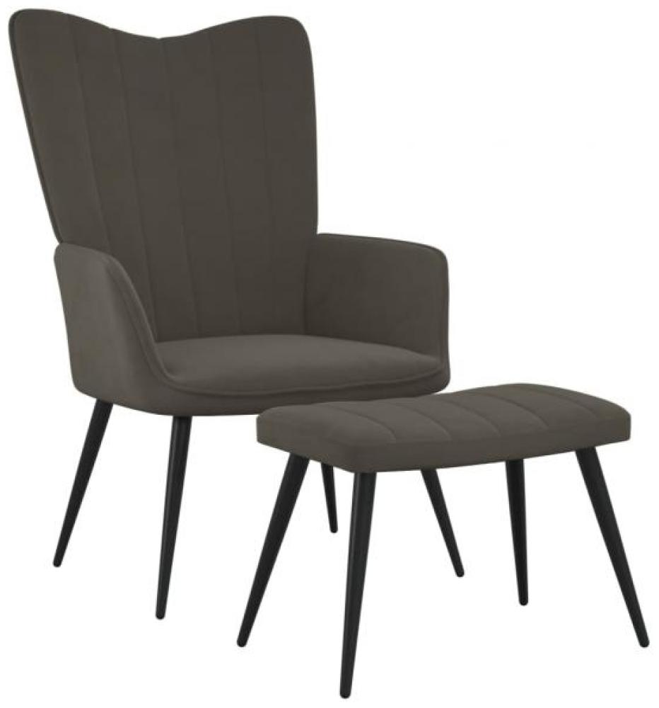 vidaXL Relaxsessel mit Hocker Dunkelgrau Samt 327689 Bild 1