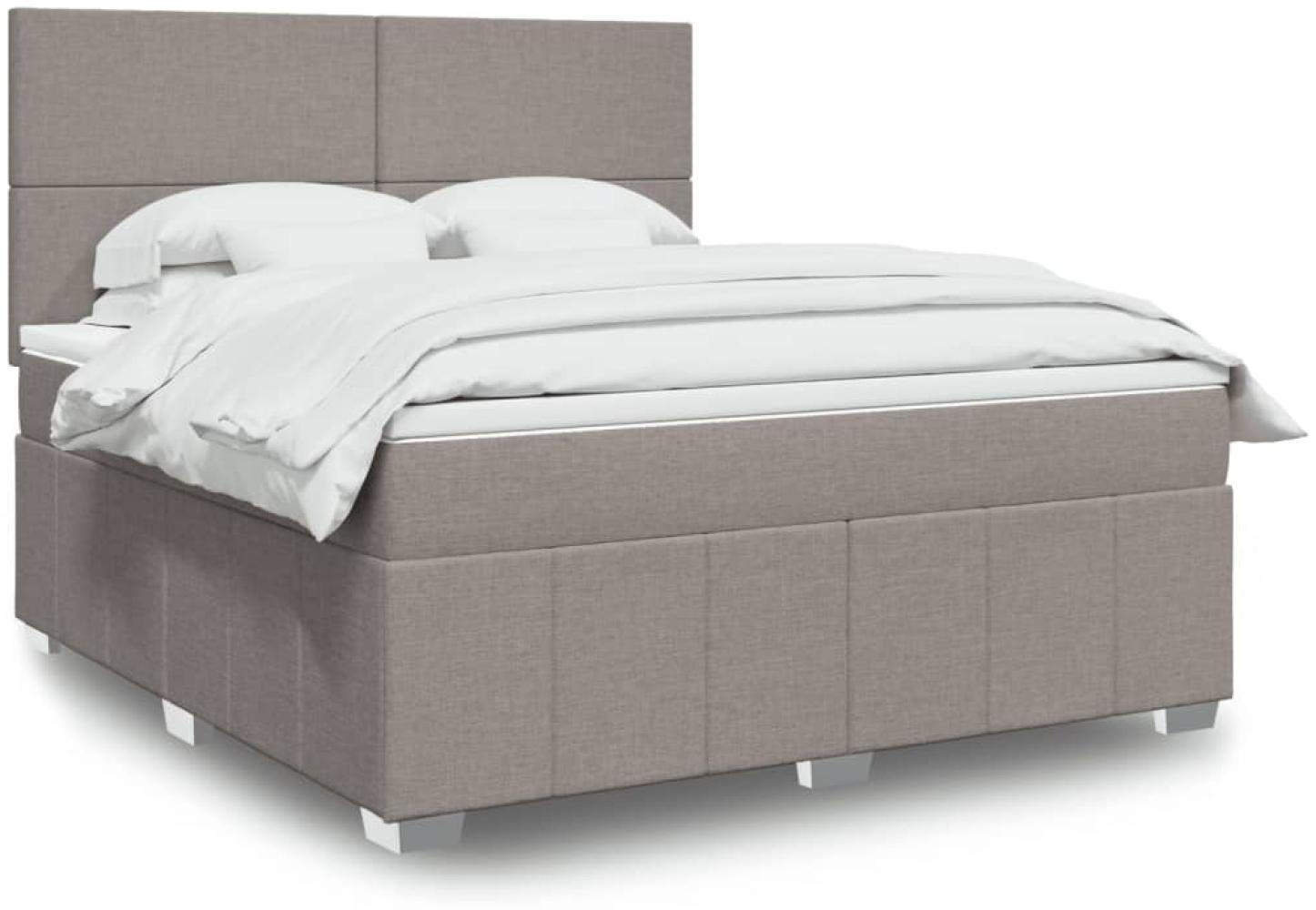 vidaXL Boxspringbett mit Matratze Taupe 180x200 cm Stoff 3294044 Bild 1