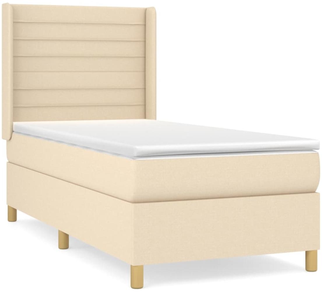 vidaXL Boxspringbett mit Matratze Stoff Creme 80x200 cm, Härtegrad: H2 [3132030] Bild 1