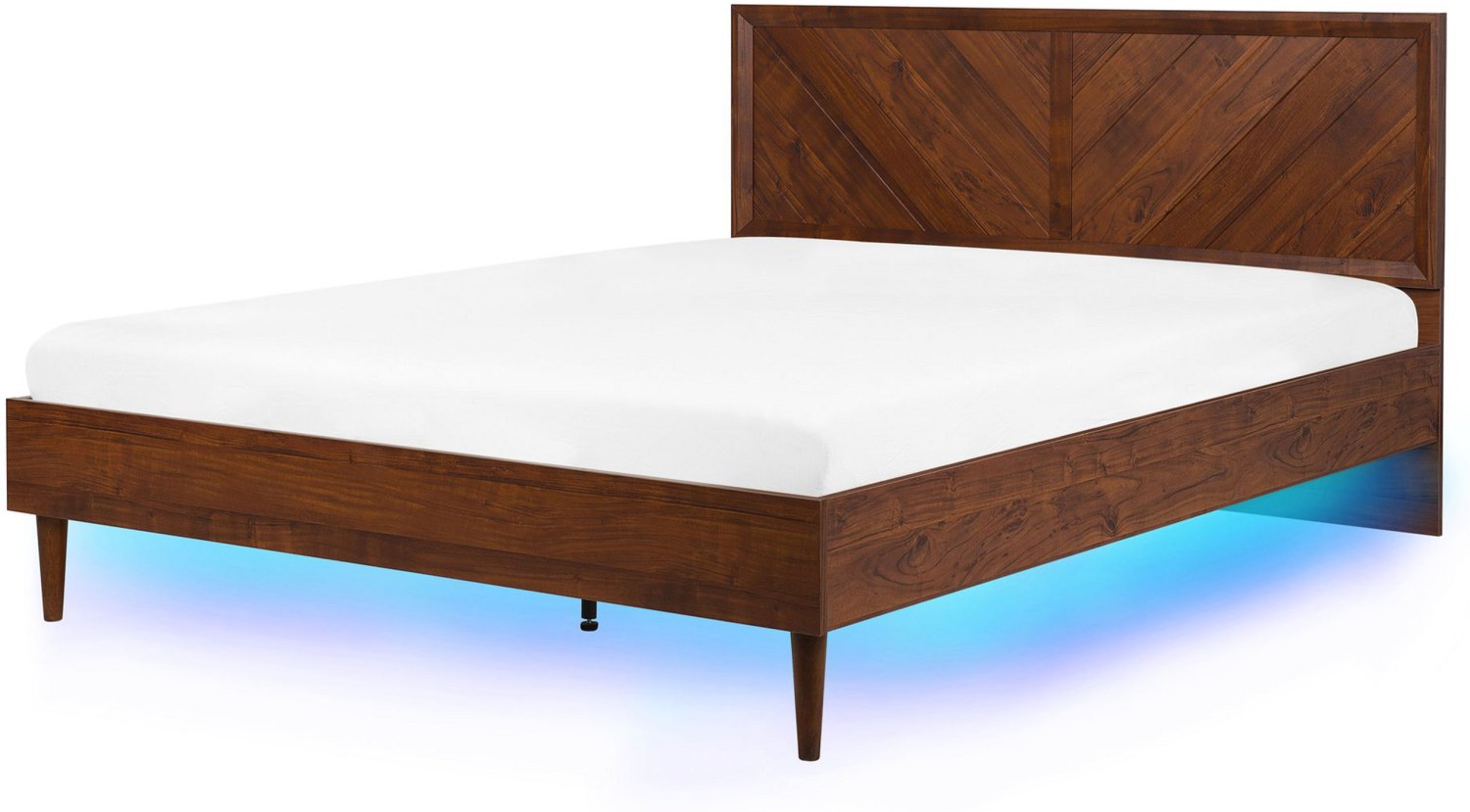 Bett dunkler Holzfarbton 180x200 cm mit LED-Beleuchtung bunt MIALET Bild 1