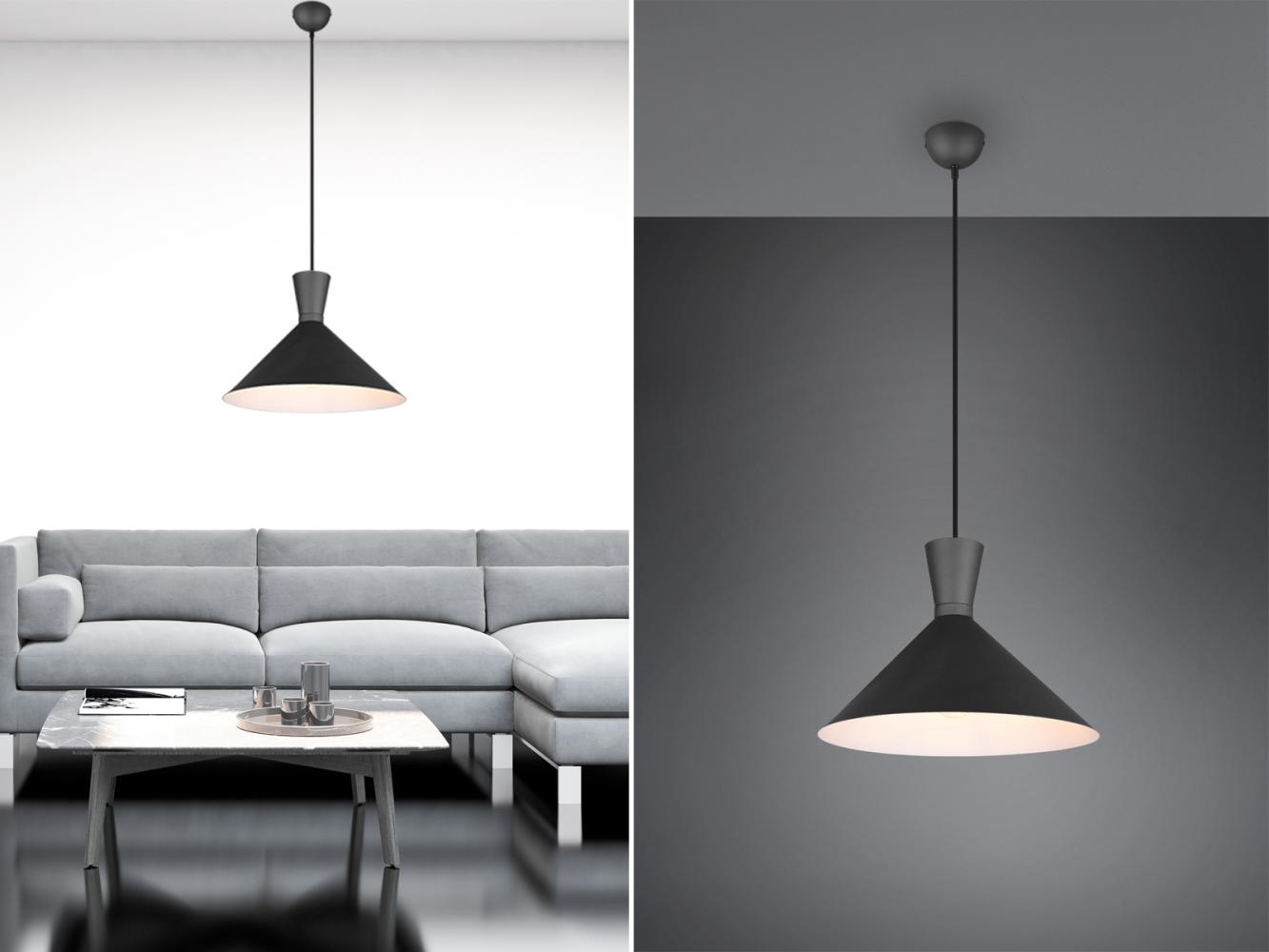 Reality Leuchten LED Pendelleuchte, Dimmfunktion, LED wechselbar, Warmweiß, Industrie-design für über-n Esstisch hängend einflammig Schwarz Ø 35cm Bild 1