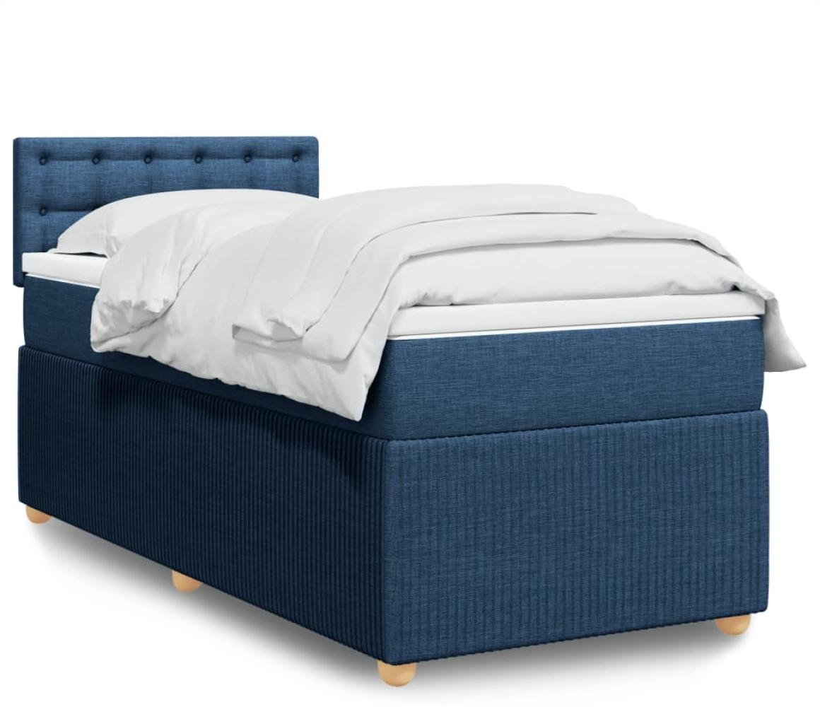 vidaXL Boxspringbett mit Matratze Blau 90x190 cm Stoff 3289631 Bild 1