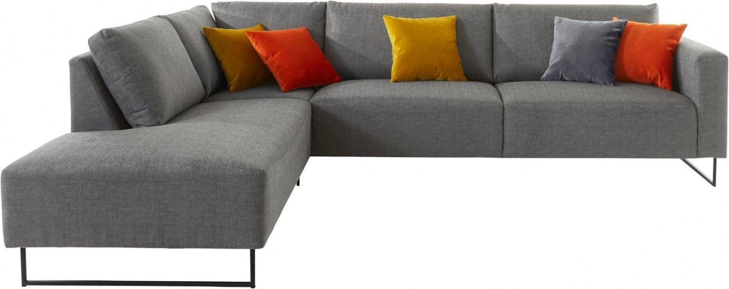 Places of Style Ecksofa Jagger, L-Form, inklusive Zierkissen in Samtoptik, mit Metall Beinen Bild 1