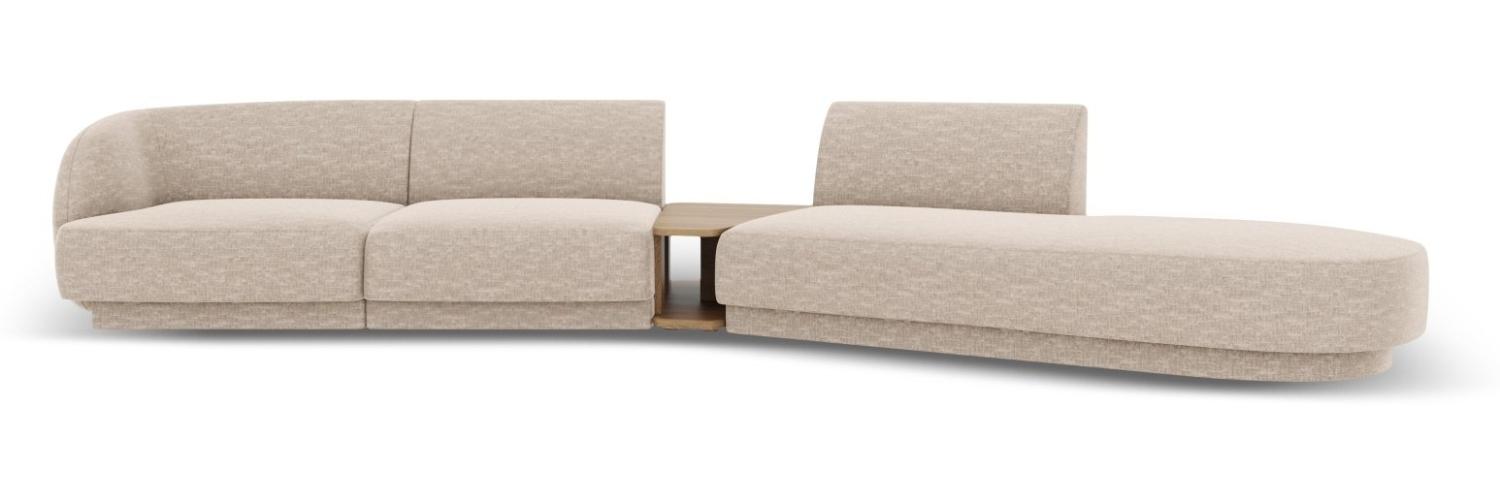 Micadoni Modulares Sofa Miley 4-Sitzer mit 1 Armlehne Rechts Chenille Beige Bild 1