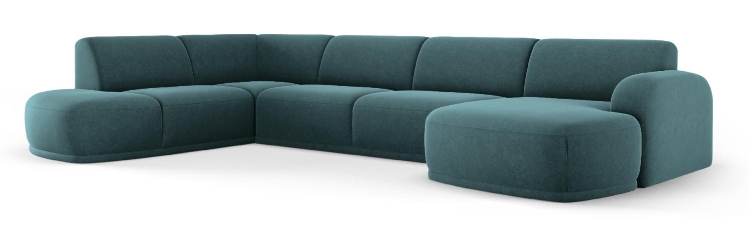 Micadoni Panorama Ecksofa Erin 5-Sitzer Links Samtstoff Petrol Bild 1