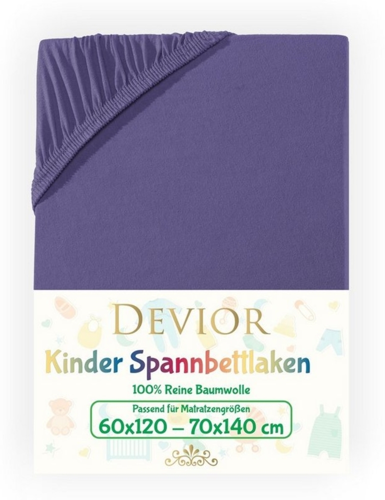 Devior Spannbettlaken Kinder Spannbetttuch 60x120 - 70x140 cm Bettlaken Tuch 100% Baumwolle, Jersey, Gummizug: Rundumgummizug, Matratzen Bezug bis 12cm Matratzenhöhe Bild 1