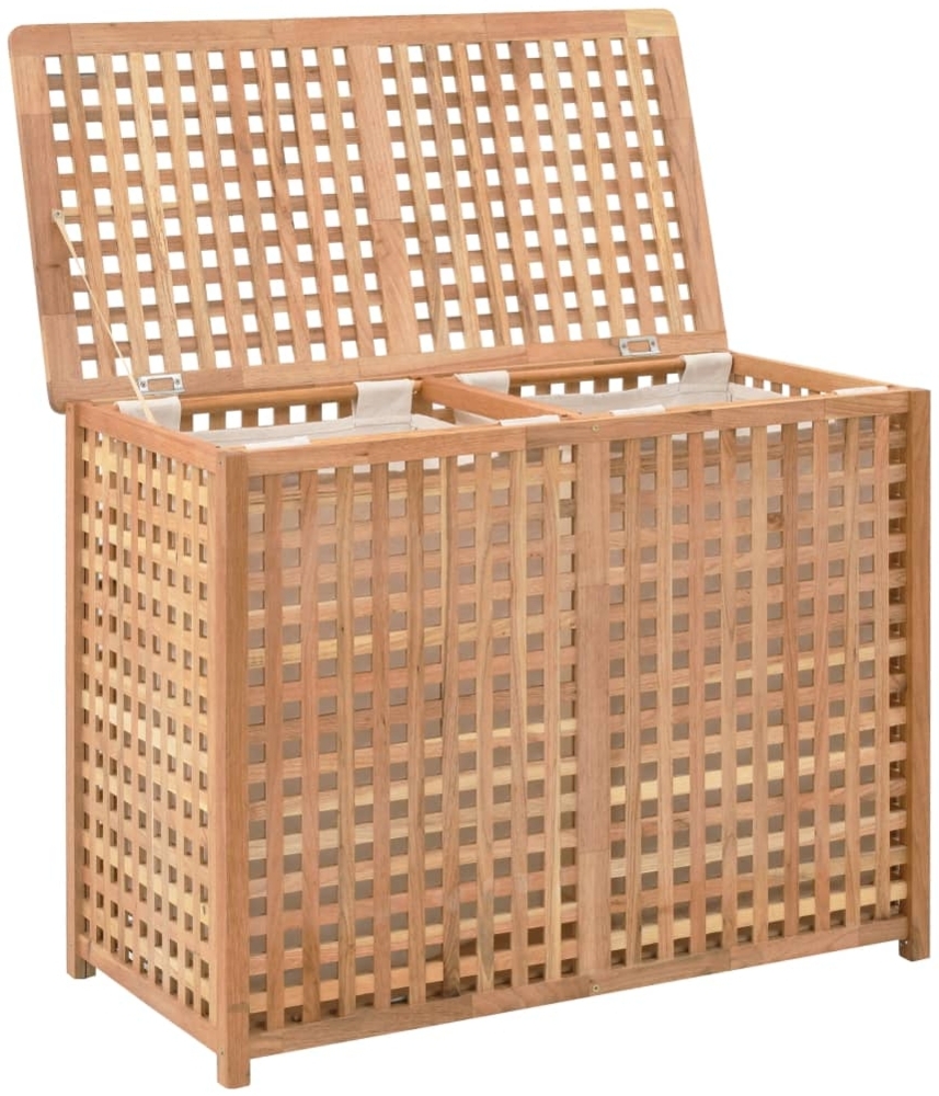 vidaXL Wäschekorb 87,5x46x67 cm Massivholz Walnussholz 247604 Bild 1