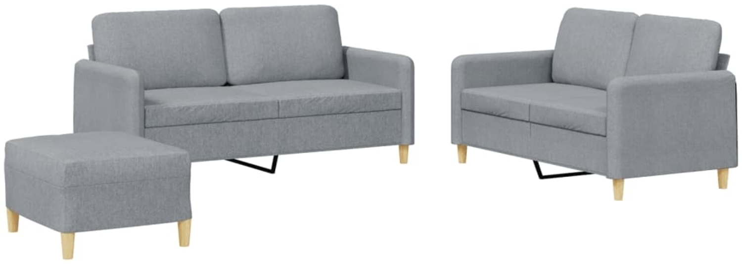vidaXL 3-tlg. Sofagarnitur mit Kissen Hellgrau Stoff 3202094 Bild 1