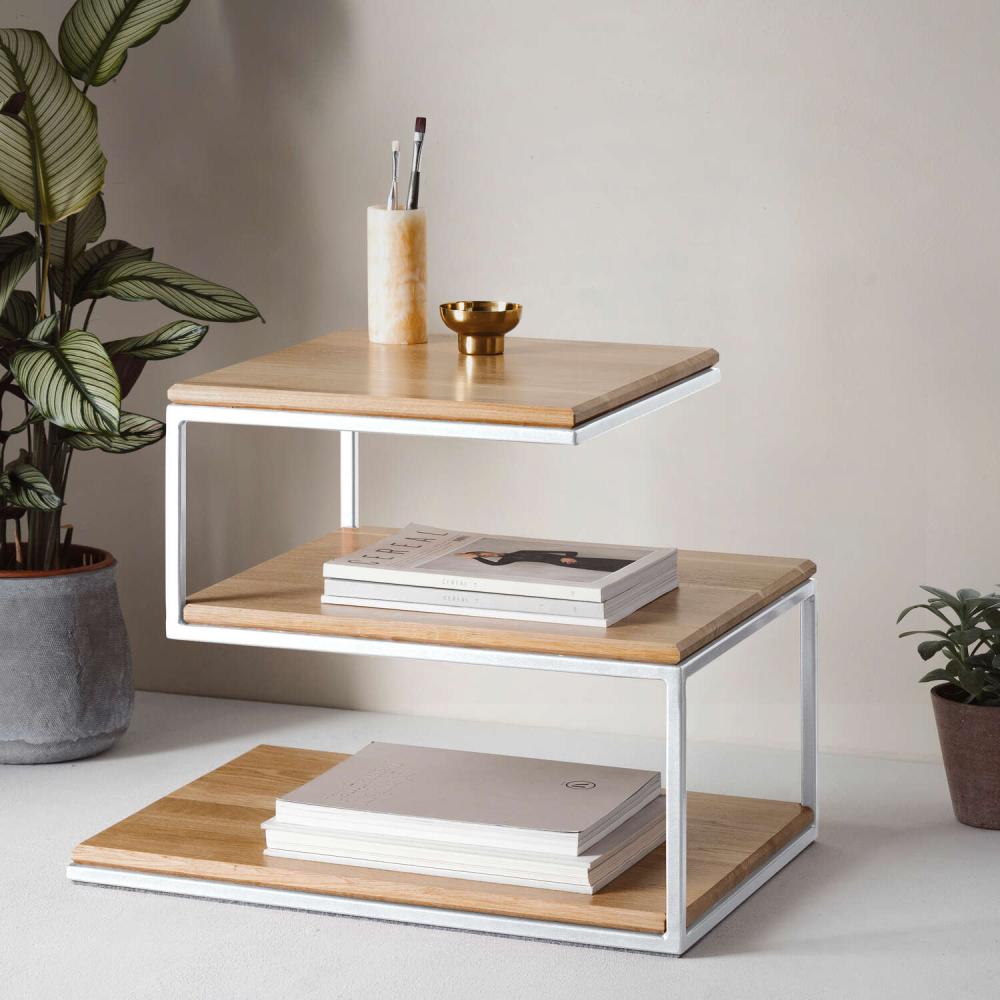 Cube Layer Table Eichenholz /Gestell Weiß Bild 1