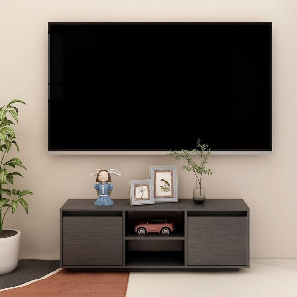 vidaXL TV-Schrank Grau 110x30x40 cm Massivholz Kiefer 809902 Bild 1