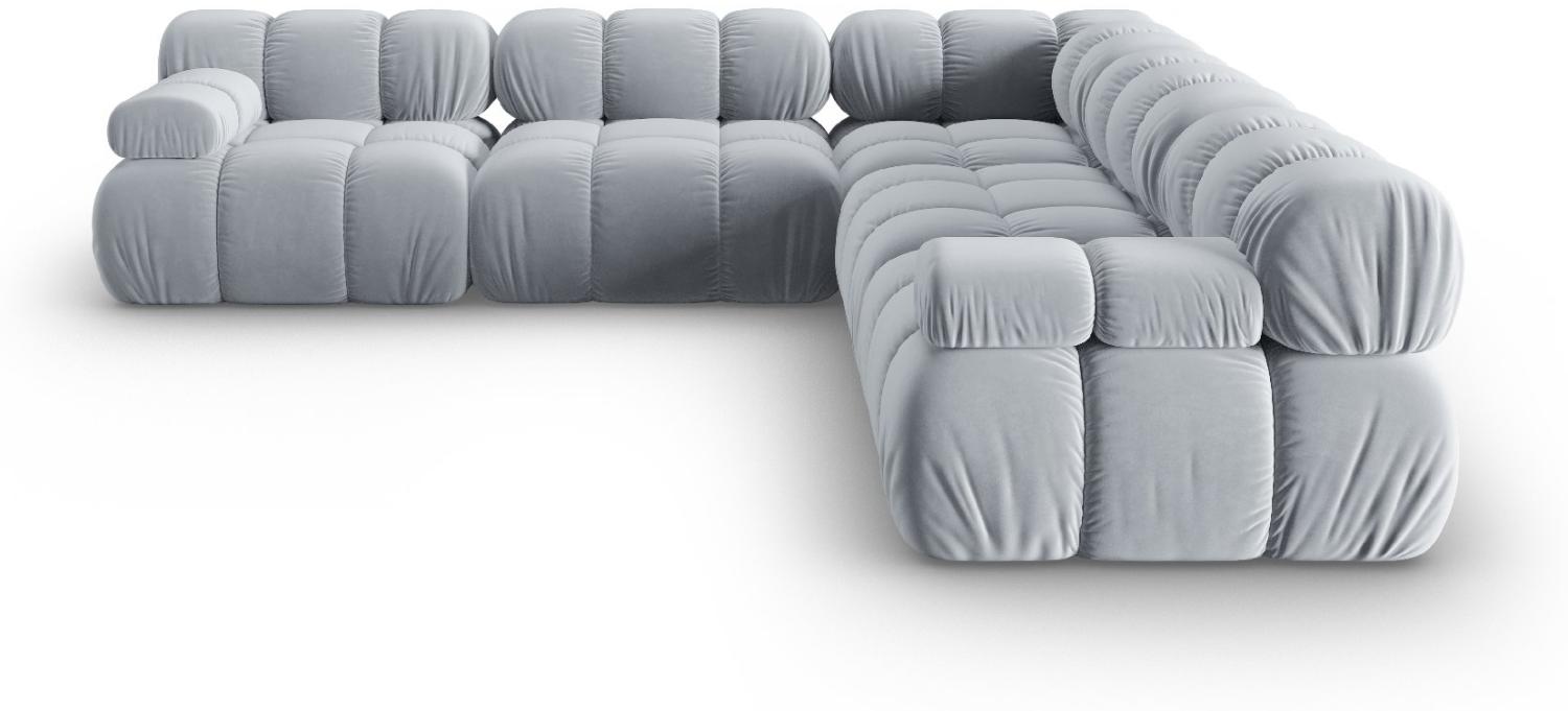 Micadoni Symmetrisches Ecksofa Bellis 5-Sitzer Samtstoff Hellblau Bild 1