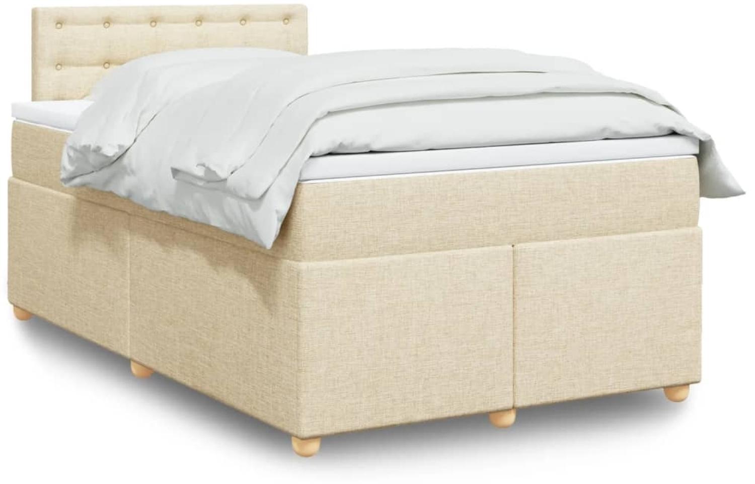 vidaXL Boxspringbett mit Matratze Creme 120x200 cm Stoff 3288966 Bild 1