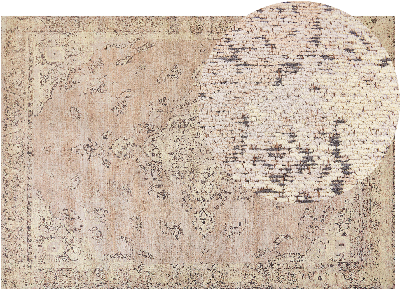 Teppich Baumwolle beige 160 x 230 cm orientalisches Muster Kurzflor MATARIM Bild 1