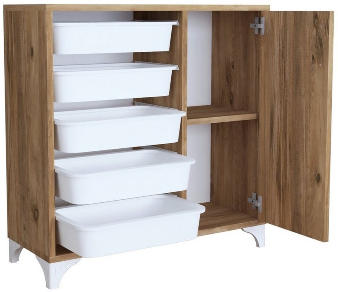 Beistellschrank Aurland mit Ablagekörben 78,5x77x30cm Eiche [en. casa] Bild 1