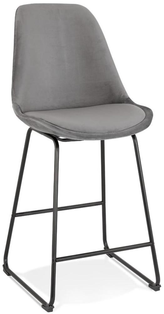 Kadima Design Thekenstuhl Samt | 67 cm hoch | Ergonomisch Metallgestell | Dunkelgrau | Barstuhl Bild 1