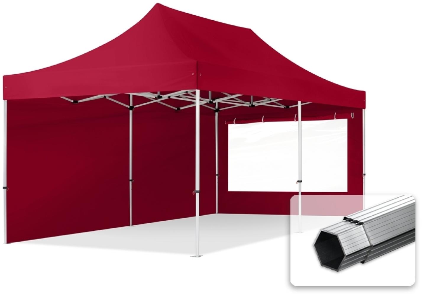 3x6 m Faltpavillon PROFESSIONAL Alu 40mm, Seitenteile mit Panoramafenstern, rot Bild 1