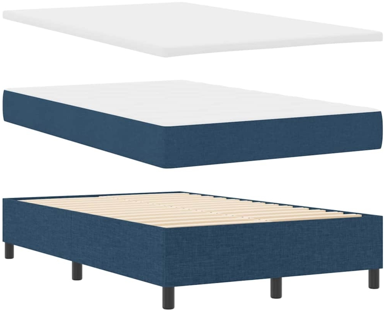 vidaXL Boxspringbett Blau 120 x 200 cm Stoff & Holzwerkstoff 3344141 Bild 1