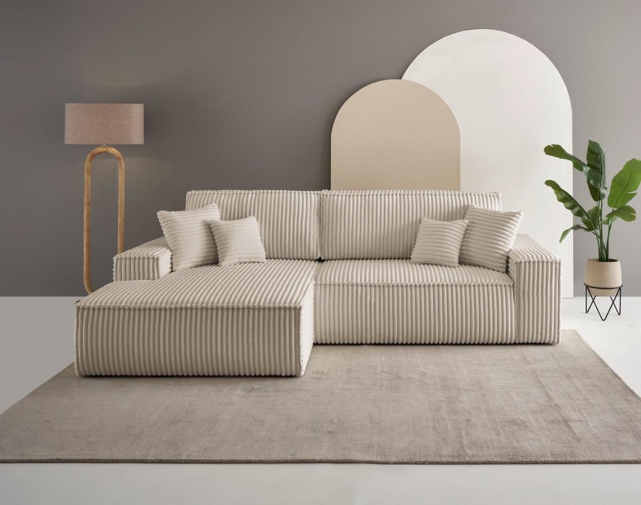 andas Ecksofa Finnley Schlafsofa 267 cm in Bouclé, Struktur fein u. Cord, L-Form, Schlaffunktion m. Bettkasten (136/210 cm), Bouclé, Struktur und Cord Bild 1