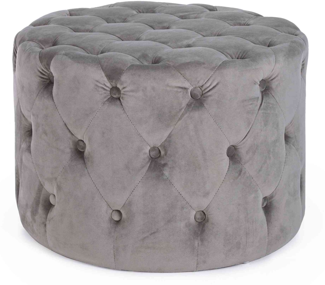 Pouf Lorella in Samt-Optik, Grau, 60 x 60 x 42 cm Bild 1