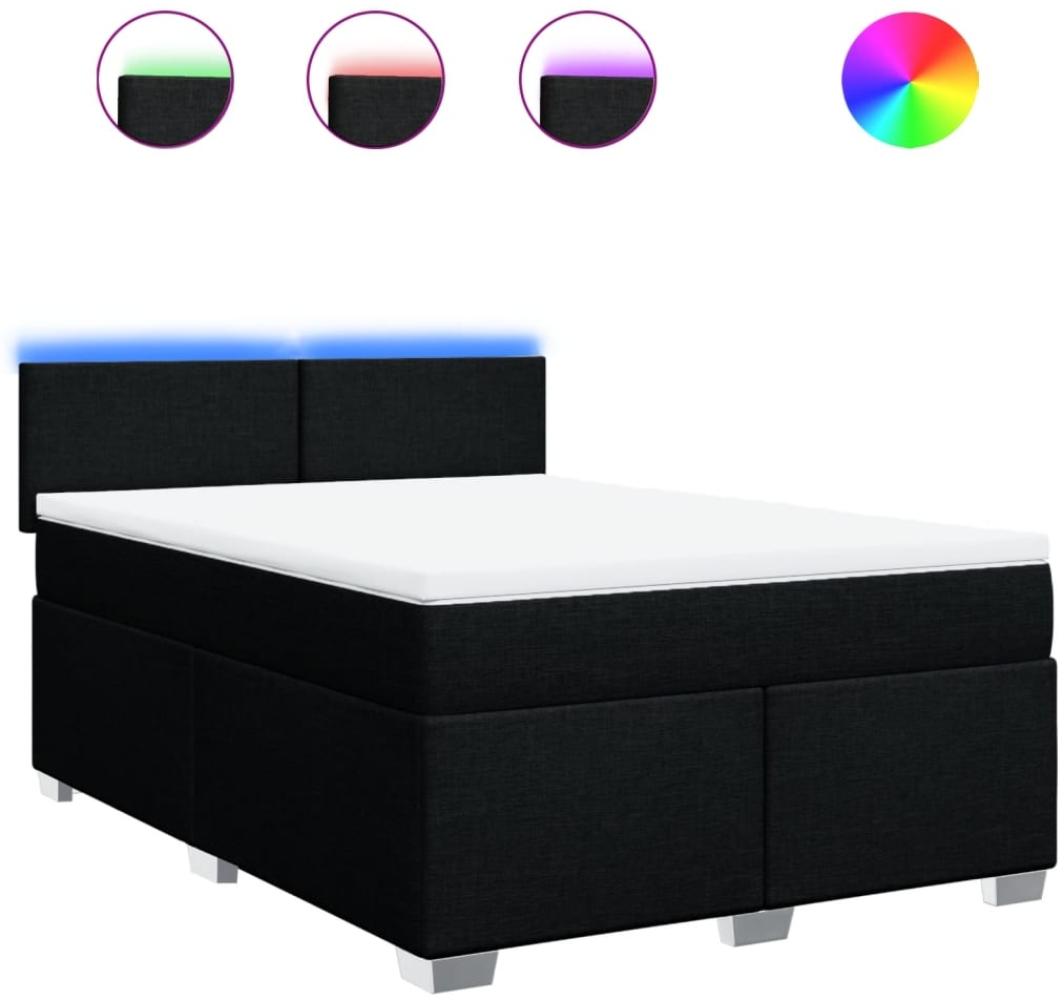 vidaXL Boxspringbett mit Matratze Schwarz 160x200 cm Stoff 3288234 Bild 1