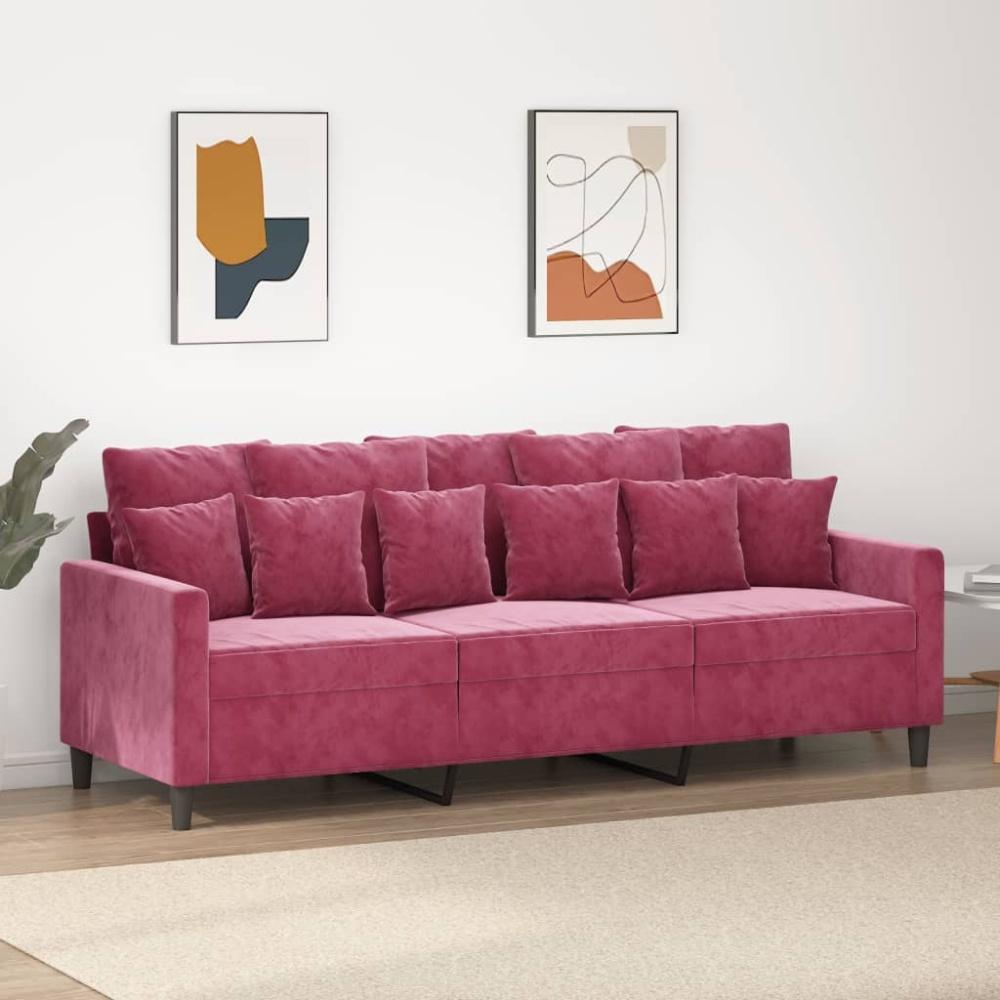 vidaXL 3-Sitzer-Sofa Weinrot 180 cm Samt 359317 Bild 1