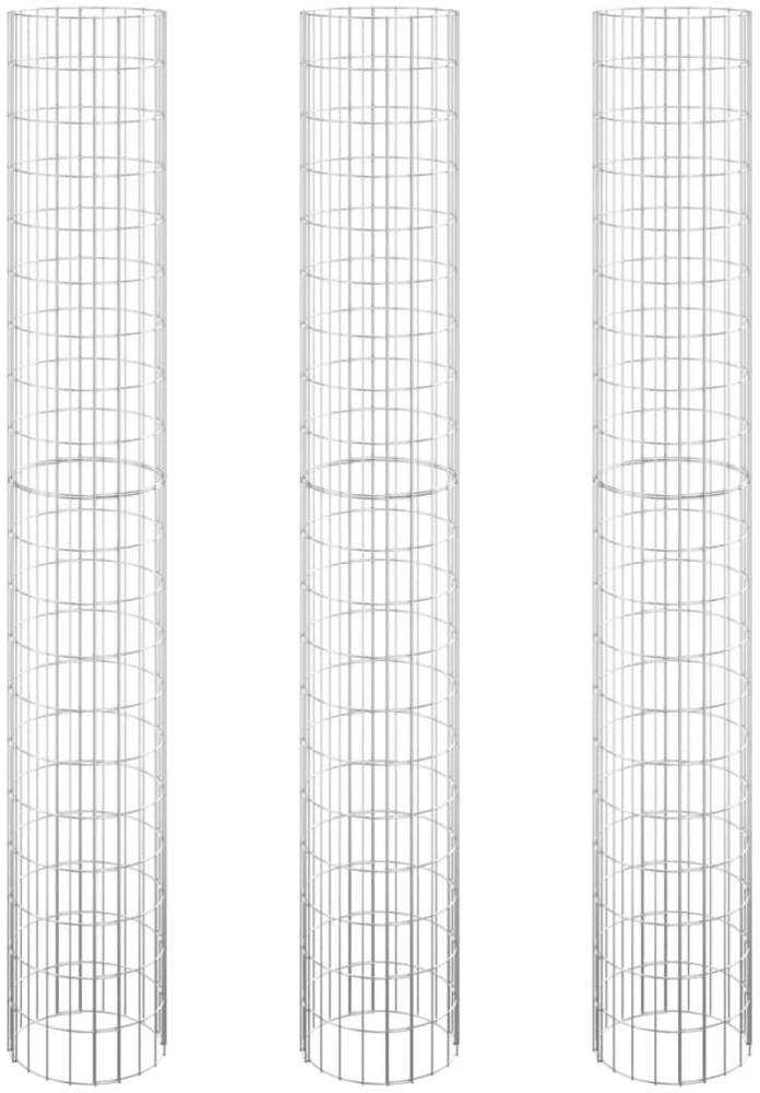 vidaXL Gabionen-Hochbeete 3 Stk. Rund Verzinkter Stahl Ø30x200 cm 152022 Bild 1