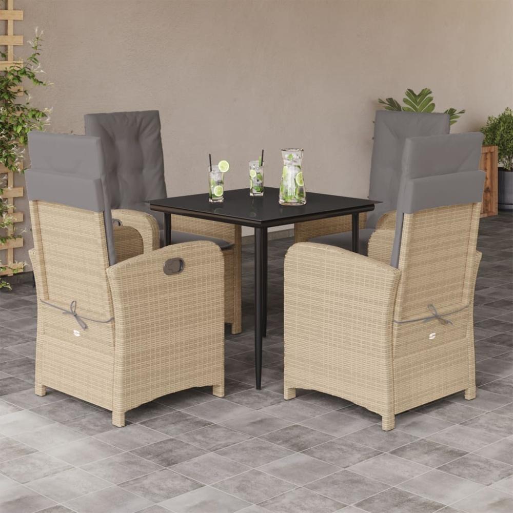 vidaXL 5-tlg. Garten-Essgruppe mit Kissen Beigemischung Poly Rattan 3212391 Bild 1