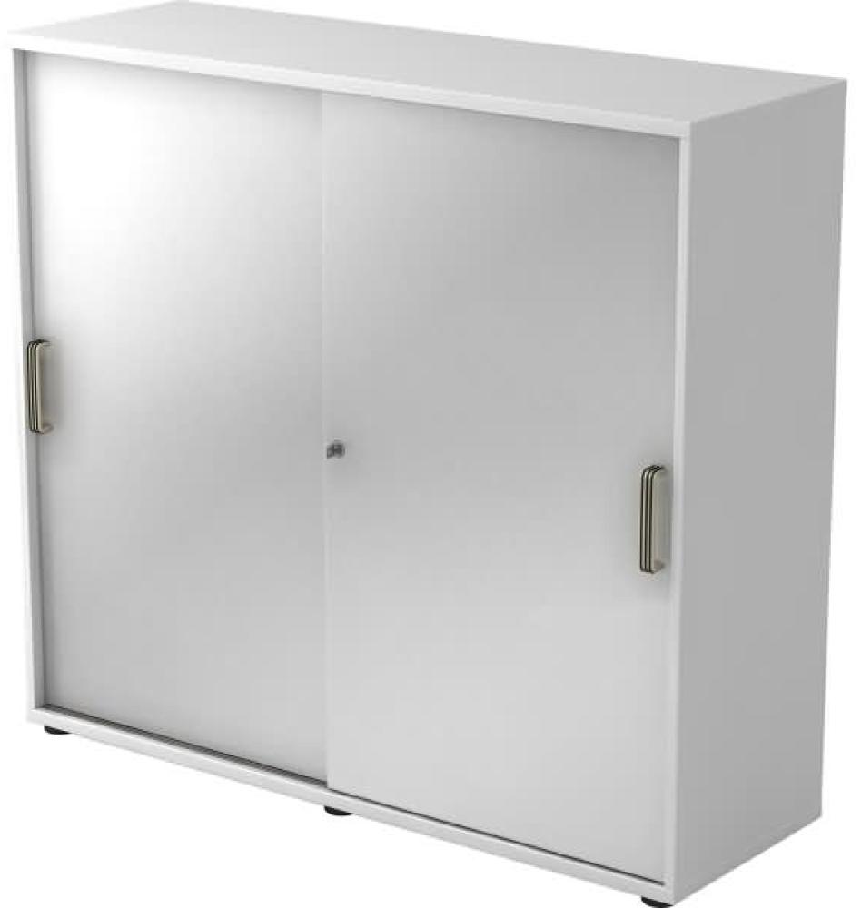 Schiebetürschrank 3 Ordnerhöhen, 120cm SG Weiß / Silber Bild 1