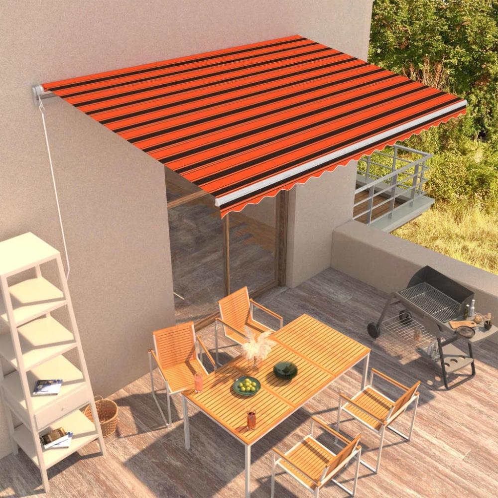 vidaXL Einziehbare Markise Handbetrieben 450 x 300 cm Orange und Braun 3051219 Bild 1