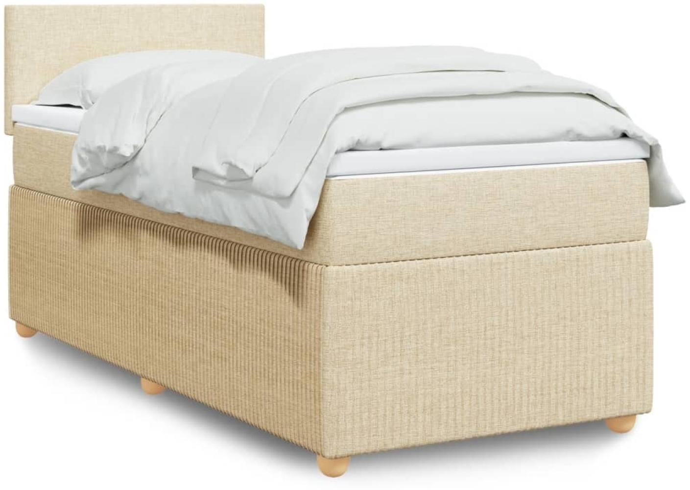 vidaXL Boxspringbett mit Matratze Creme 90x200 cm Stoff 3289637 Bild 1