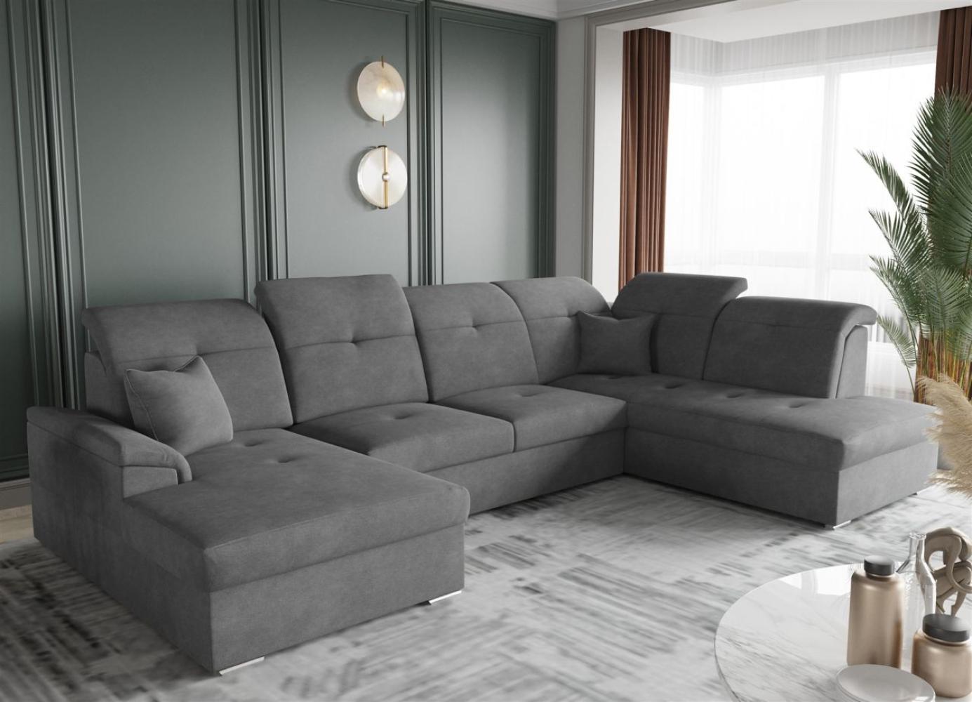 Wohnlandschaft Schlafsofa FREJA Stoff Brooklyn Anthrazit Langer Schenkel Rechts Bild 1