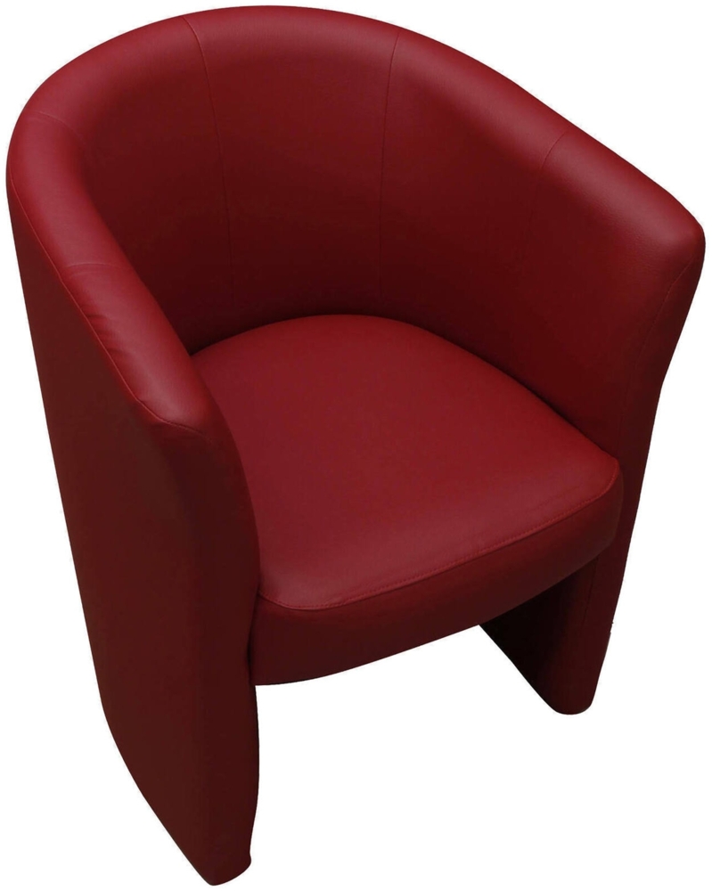 Dmora Sessel Ago, Wohnzimmersessel, gepolsterter Sitz, Stuhl mit Armlehnen aus Kunstleder, 64x63h76 cm, Rot Bild 1